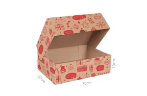 CHRISTMAS CARDBOARD POSTAL BOXES 30x20x10cm SET/10